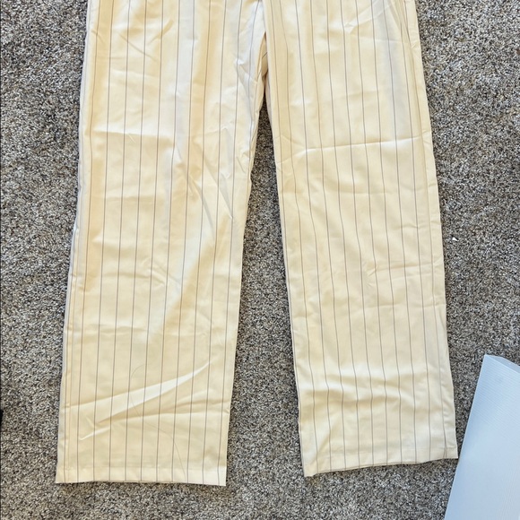 DISSH Sander Cream Striped Pant [wide leg, trouser, workwear] - Picture 5 of 7